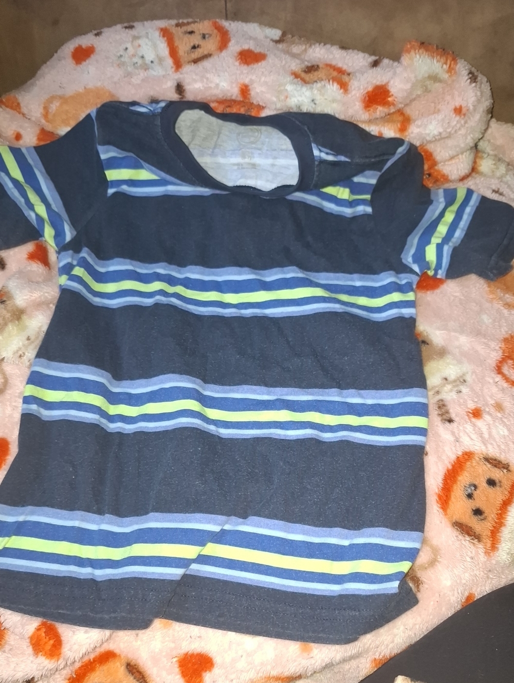 Kids Short Sleeve Striped T-Shirt - Navy Blue